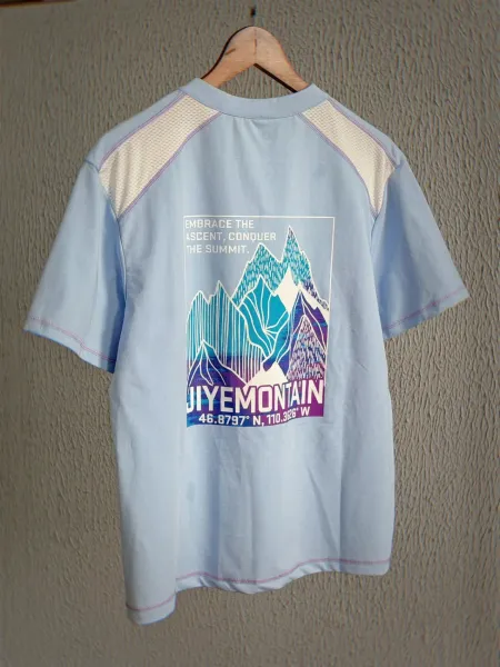 Design JIYEMOUNTAIN Graphic Print Performance T-Shirt Gray with Orange Accents T-Shirts - 5