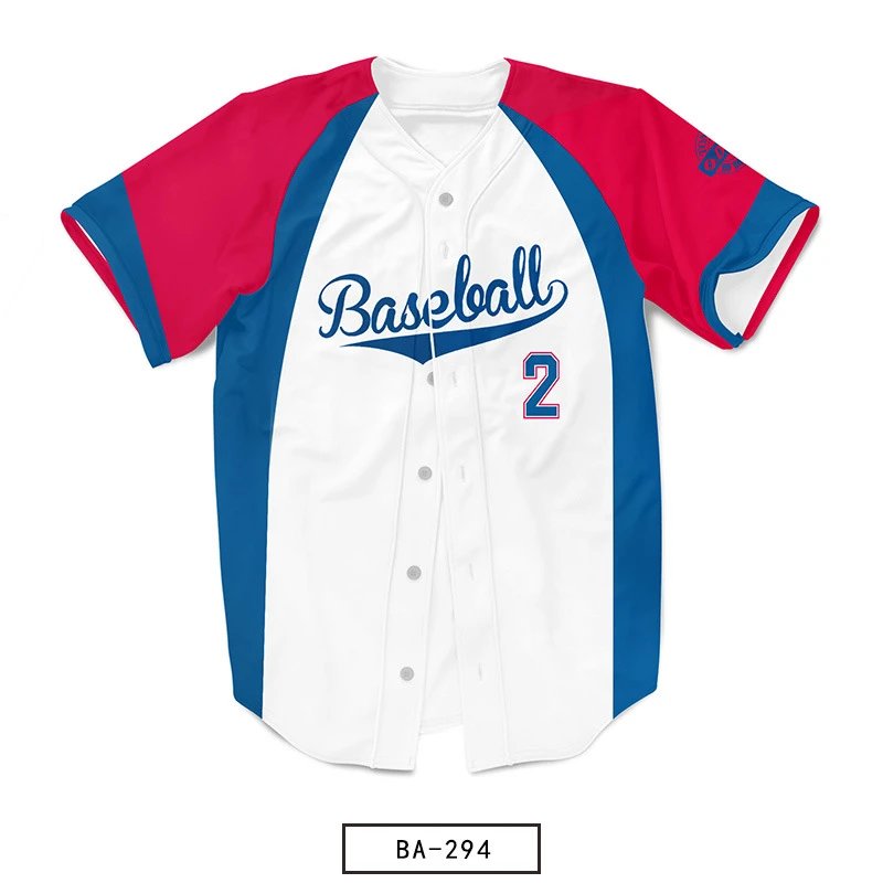 Design Baseball Jersey White Red Blue Raglan