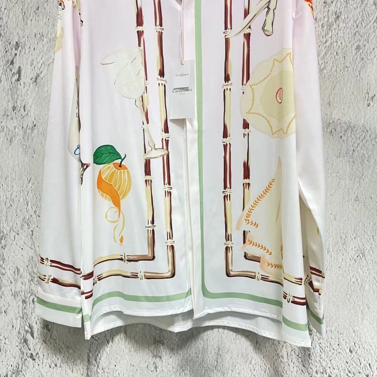 Casablanca Bamboo Print Silk Shirt White - 6