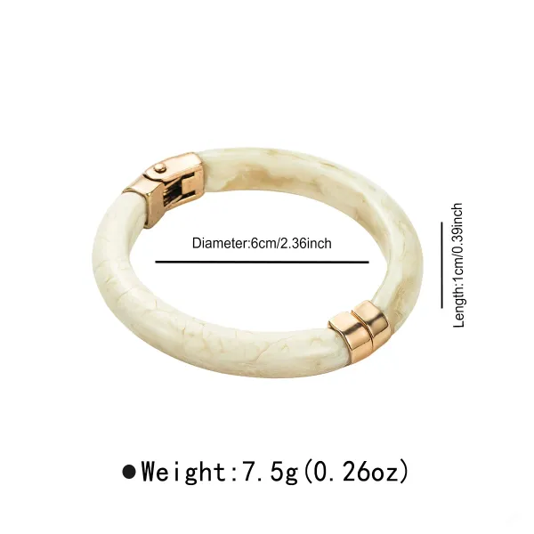 Design Resin Bangle with Gold-Tone Clasp Black Bracelet Jewelry - 11
