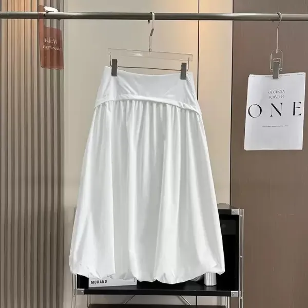 Design A-Line Pleated Midi Skirt White - 1