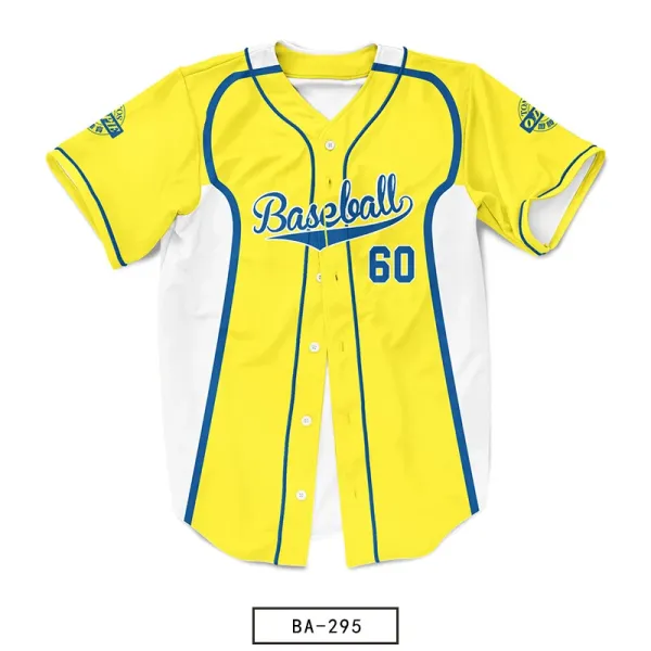 Design Baseball Jersey Yellow / Blue Number 60 - 1