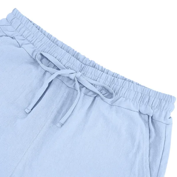 Design Drawstring Waist Shorts White - 17