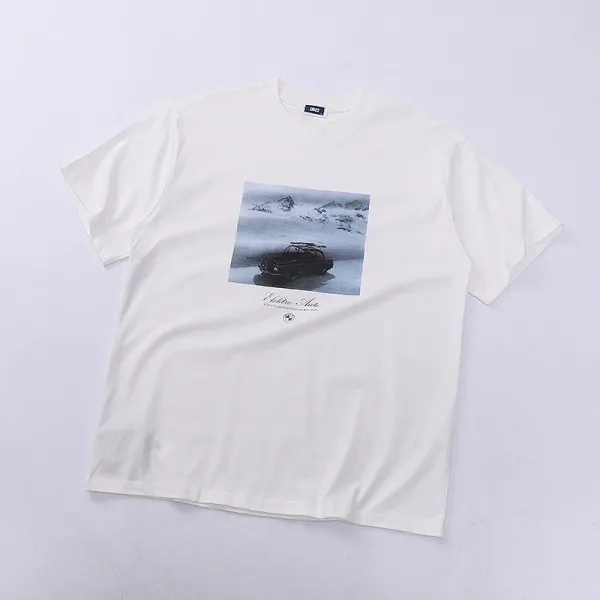 Design Vintage Car Print White T-Shirt - 1
