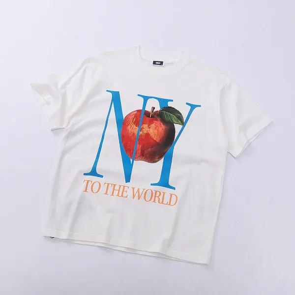 Design NY To The World Apple Graphic T-Shirt White - 1