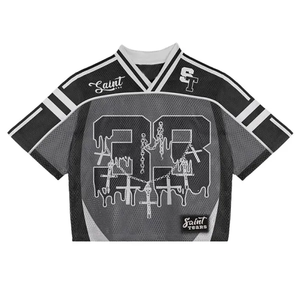 Saint Tears Cropped Mesh Jersey Black / Gray - 1