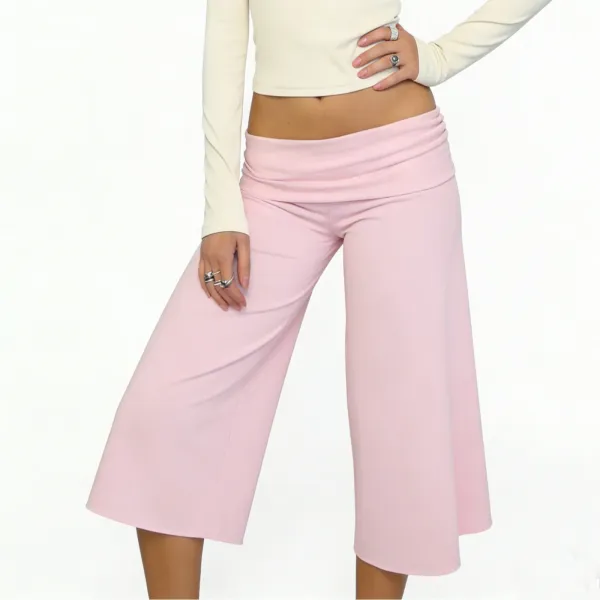 Design Wide-Leg Cropped Pants Pink - 10