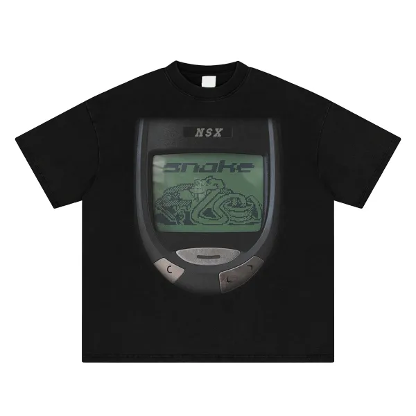 Design NSX Snake Game Pixel Graphic Black T-Shirt T-Shirts - 1