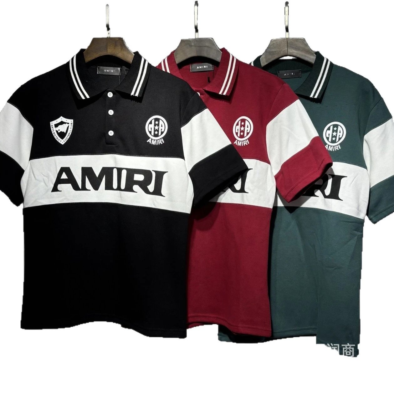 Amiri Polo Shirt Black White Striped Sporty