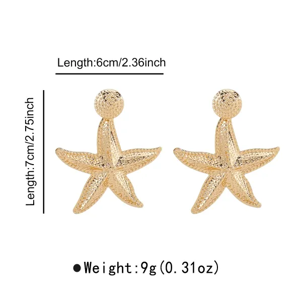 Design Starfish Stud Earrings Gold Tone Jewelry - 1