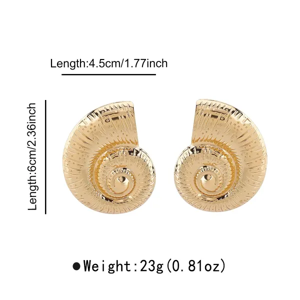 Design Ammonite Shell Gold Earrings Jewelry - 1