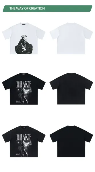 Design VISEXX Drake Graphic Oversized T-Shirt Black T-Shirts - 9