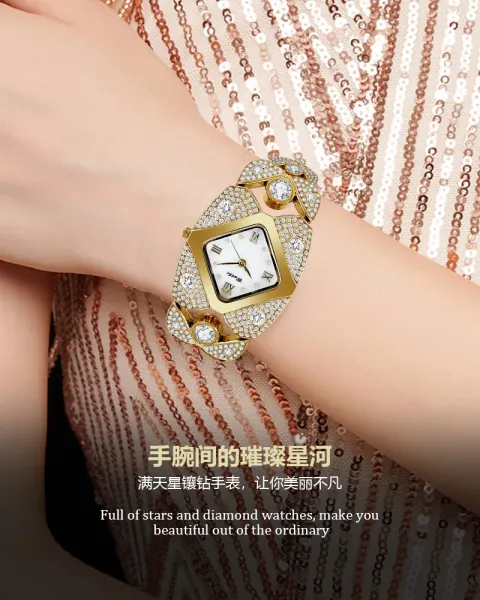 Design BELBI Diamond-Encrusted Gold-Tone Quartz Watch Watches - 6