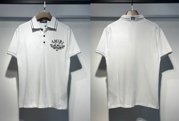 Amiri Logo Print Polo White Polo Shirt - 1