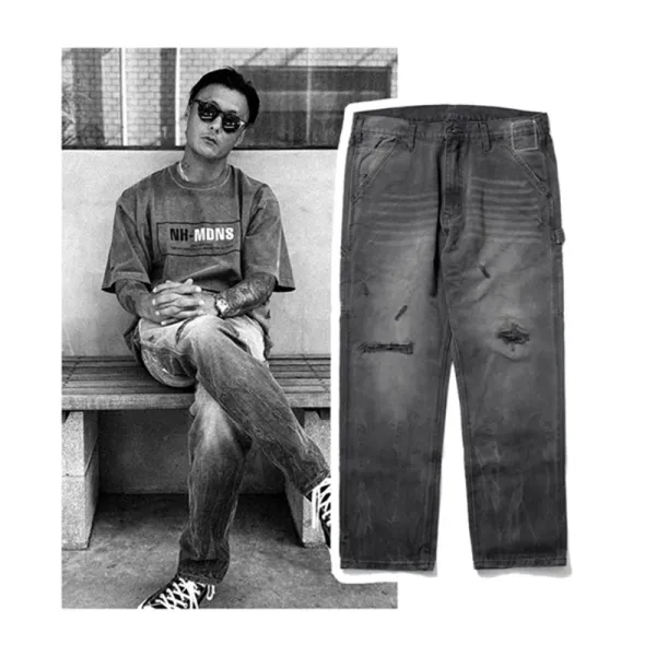 Carhartt Work In Progress Distressed Gray Denim Pants Jeans - 40