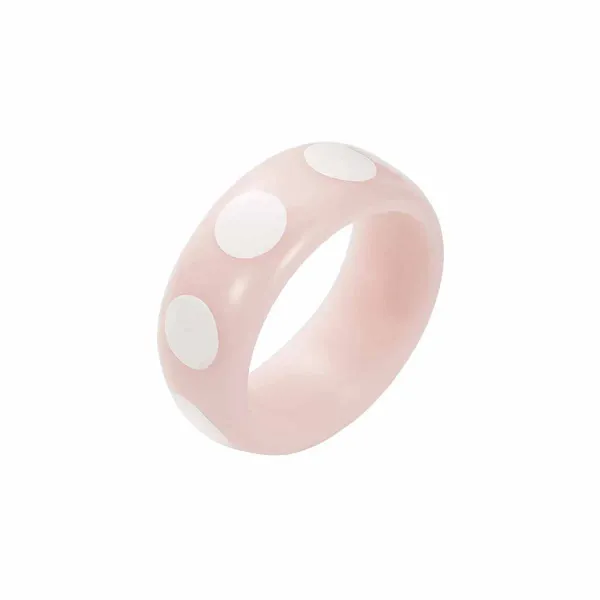 Design Polka Dot Pink Resin Ring Jewelry - 1