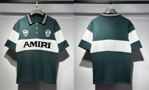 Amiri Polo Shirt Green and White Stripe Tops Polo - 1
