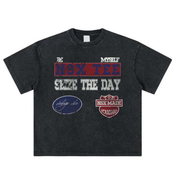 Design NSX Tee Seize The Day Vintage Wash Black T-Shirt T-Shirts - 1