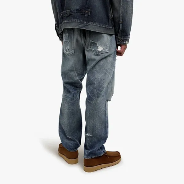 Yohji Yamamoto x Neighborhood Collection de Projets Communs Distressed Denim Jeans - 19