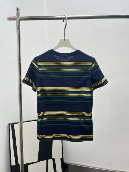 Design Striped Pocket T-Shirt Navy Green Yellow - 7