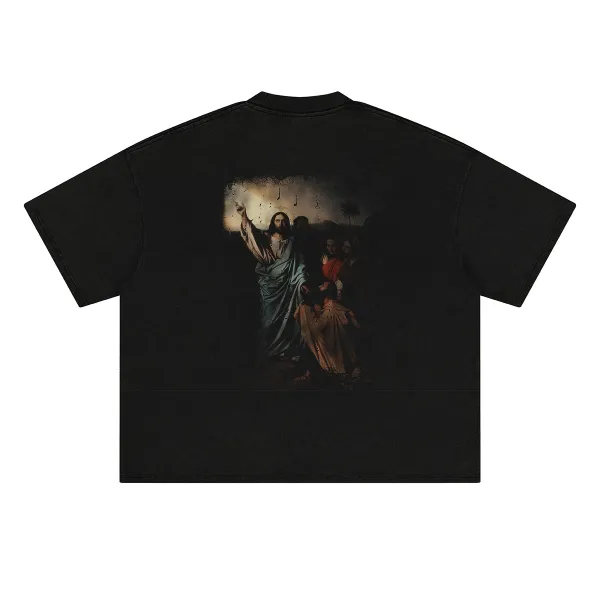 Design Religious Painting Graphic Oversized T-Shirt White - 11
