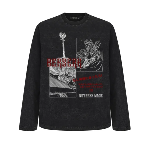 Design NOTSEXX x Berserk Long Sleeve T-Shirt Black T-Shirts - 1