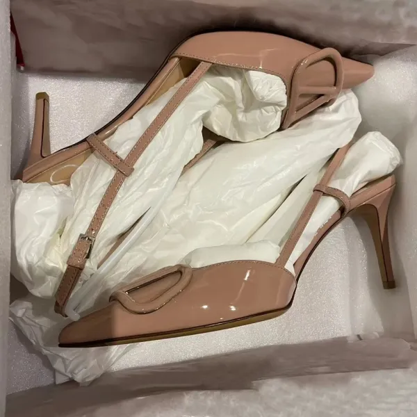 Christian Louboutin Pigalle Follies Nude Patent Leather Slingback Stilettos - 1