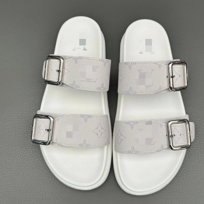 Louis Vuitton Monogram Slide Sandals White Slippers
