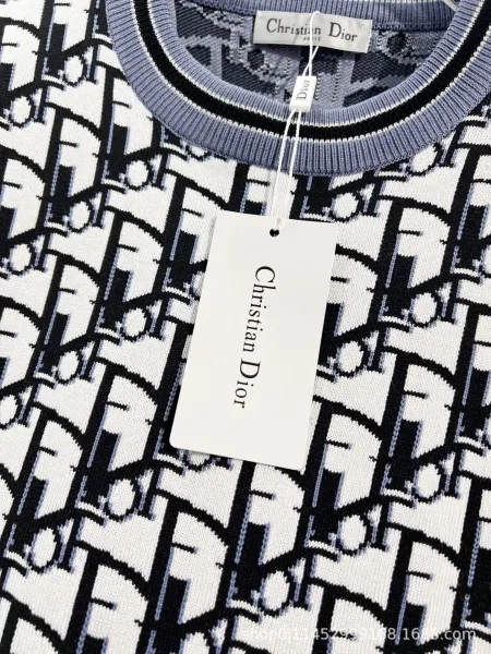 Dior Oblique Print Knit T-Shirt White / Black - 9