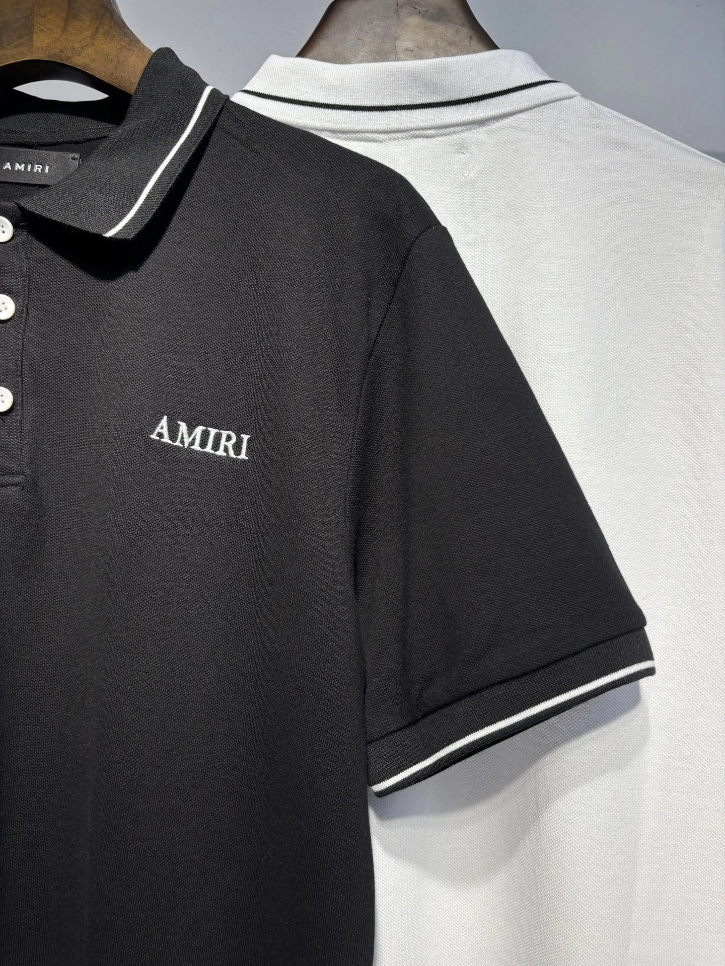 Design Logo Embroidered Black Polo with White Trim Polo Shirt - 9