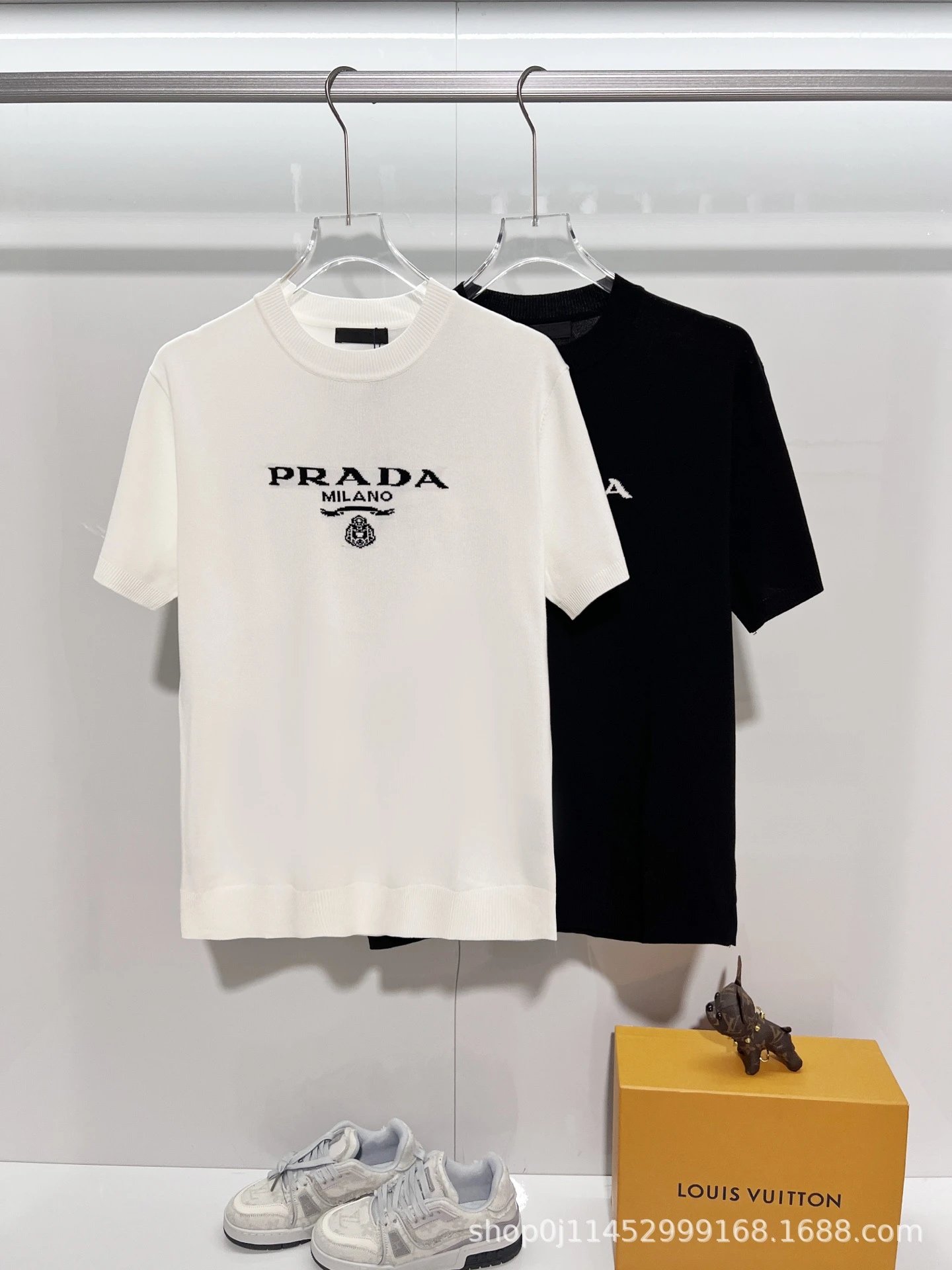 Prada Logo Knit T-Shirt White - 3