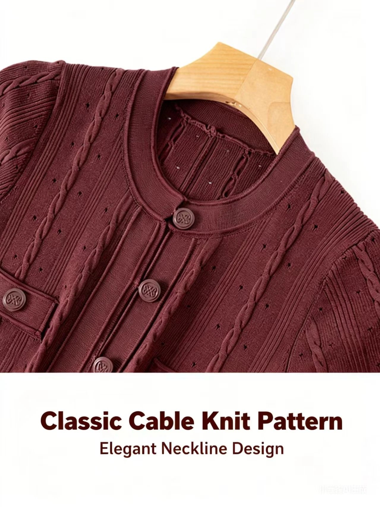 Design Knit Button-Front Midi Dress Burgundy - 33