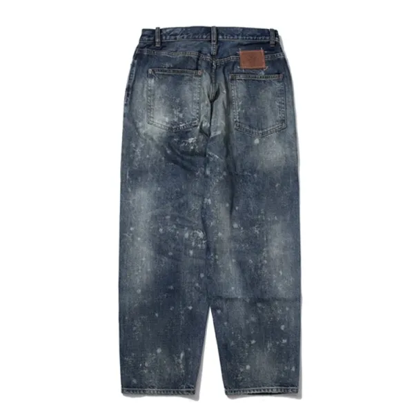 Design Paint-Splatter Washed Denim Jeans - 5