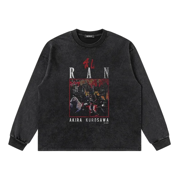 Design NOTSEXx RAN Akira Kurosawa Graphic Long-Sleeve T-Shirt Black T-Shirts - 1