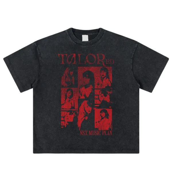 Design NSX Music Plan x Talor ED Graphic Print Washed Black T-Shirt T-Shirts - 1