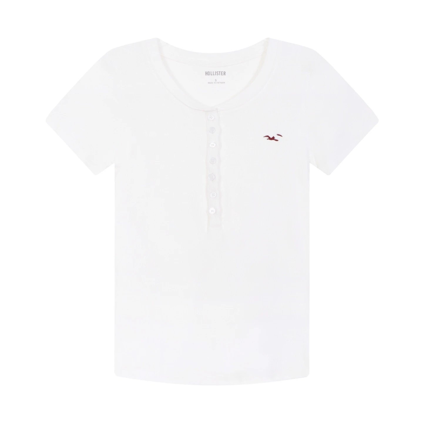 Hollister Henley Button-Front White T-Shirt