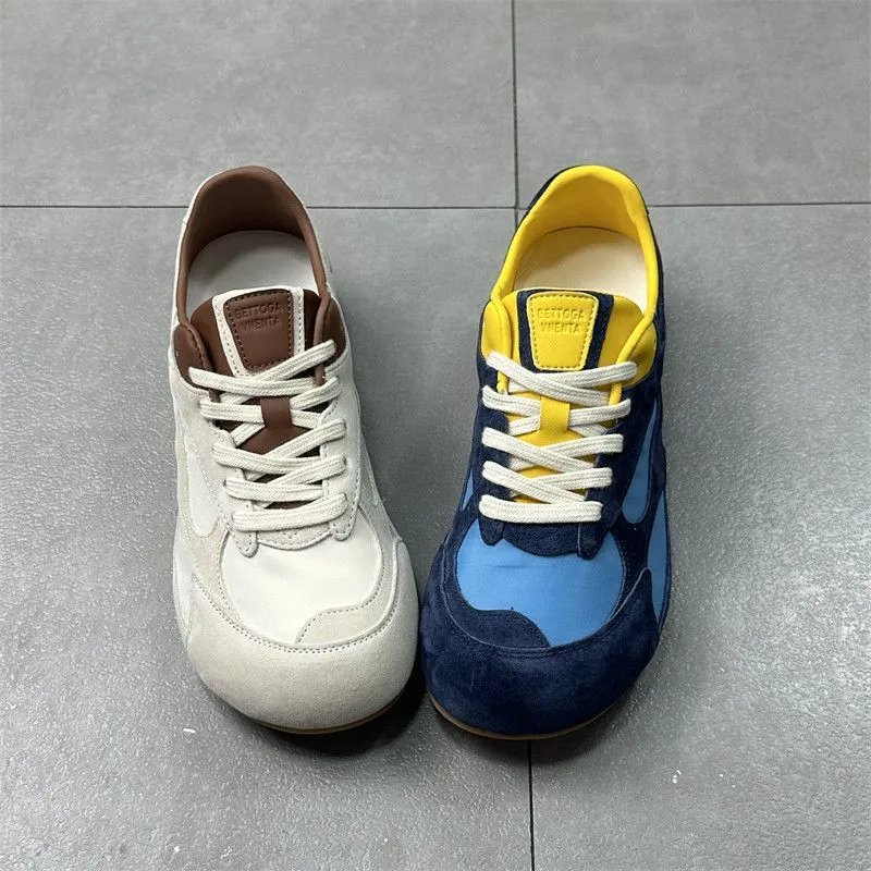 Design Chunky Sneakers Navy Blue and Yellow Multicolor Sneakers - 19