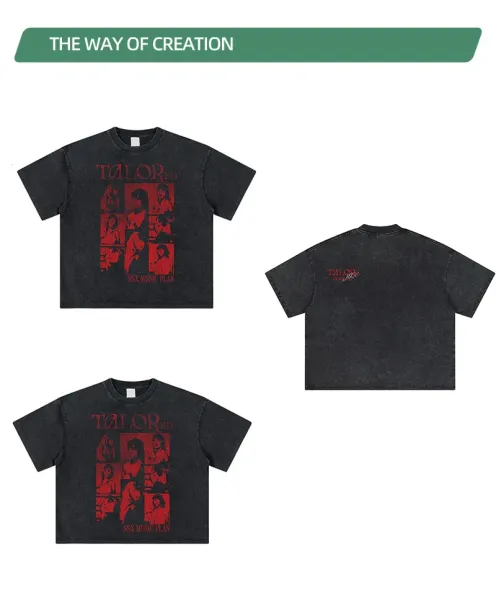 Design NSX Music Plan x Talor ED Distressed Black Cropped T-Shirt T-Shirts - 14