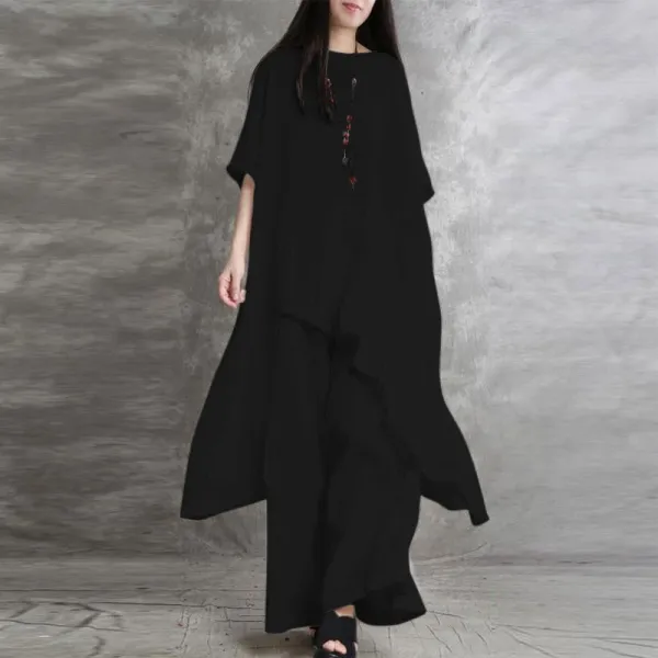Design Loose Linen Tunic and Wide-Leg Pants Set White - 5