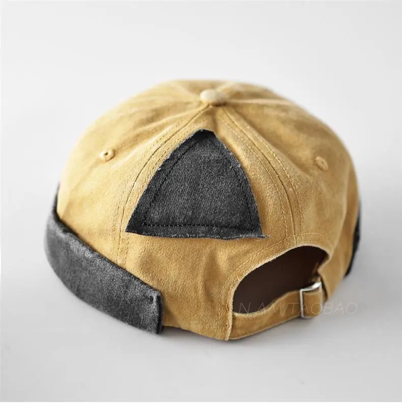 Design Patchwork Denim Baseball Cap Pink and Gray Hats - 7