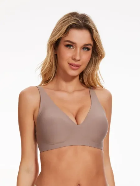 Design V-Neck Seamless Bra Black Underwear - 9