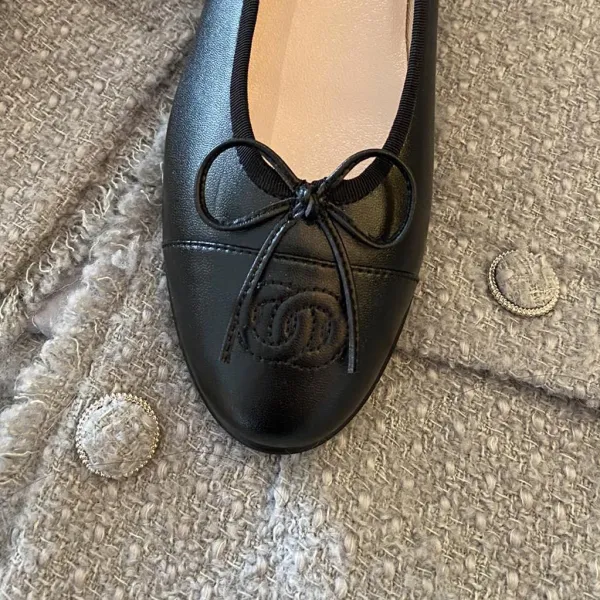 Chanel Ballerina Flats Pink Two-Tone Bow Detail Flat Shoes Loafers - 13