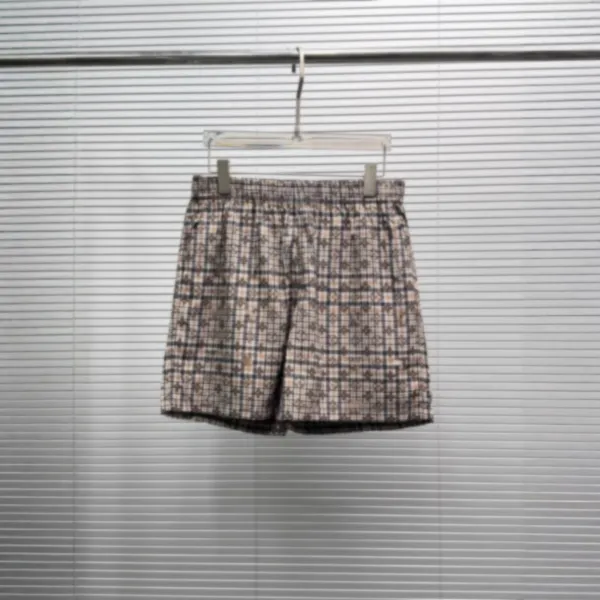 Design Short-Sleeve Shirt with Grid and Floral Pattern Beige Multicolor Shirt - 6