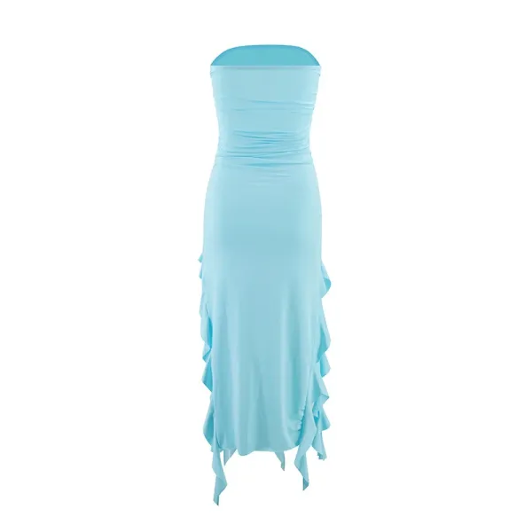 Design Ruffled Hem Strapless Midi Dress White - 32