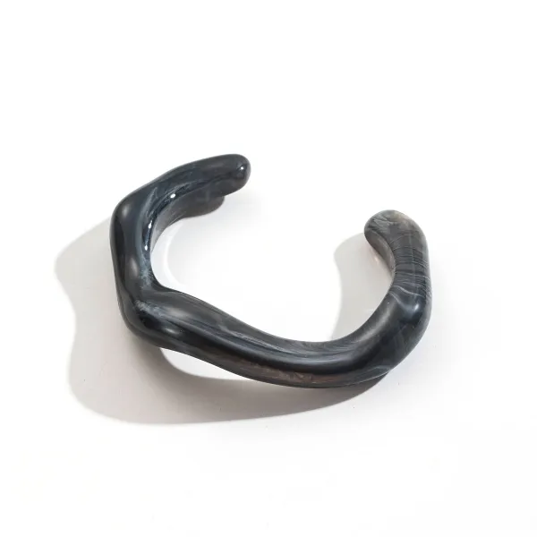 Design Marbled Resin Cuff Bracelet Black Jewelry - 1