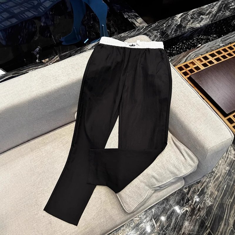 Track Pants Black with White Waistband Sweatpants