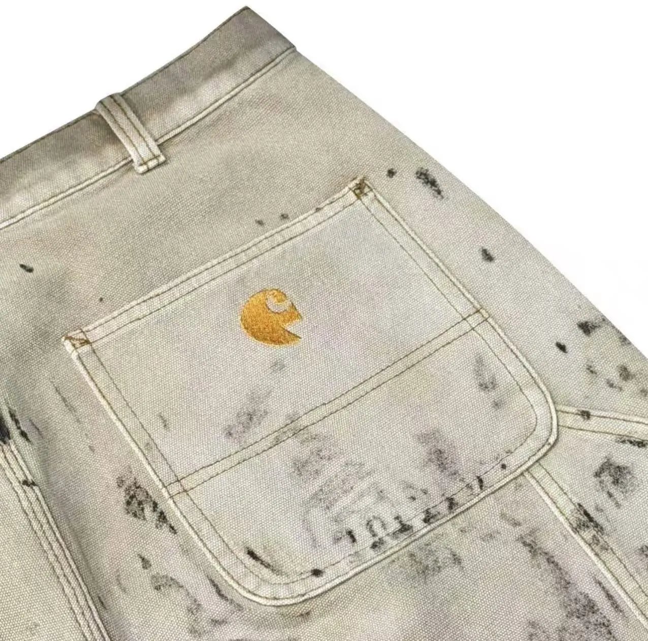 Design Cargo Pants Light Gray Washed Utility Pants - 18