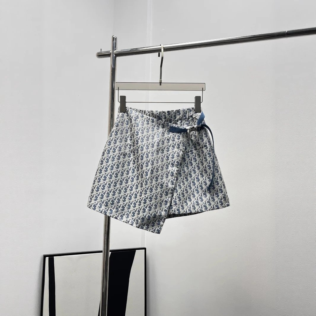 Dior Oblique Print Beige Blue Wrap Skirt