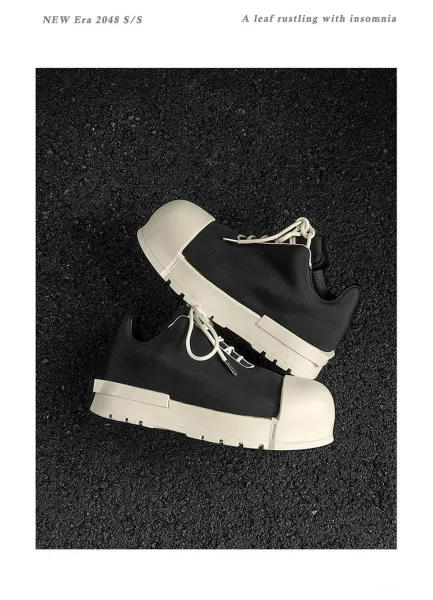 Design 1726 Black Canvas Toe Cap Sneakers Chunky Sneakers - 10