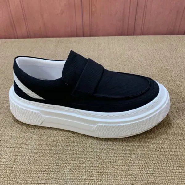 Design Slip-On Loafer with Ribbed Upper and Chunky White Sole Black Sneakers - 1